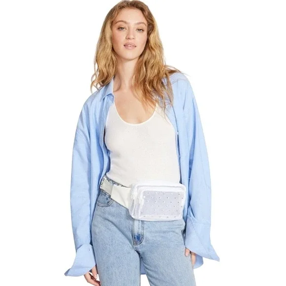 NWT Steve Madden Black Rhinestone Belt Bag Bachelorette Formal Festival Glamour - Picture 4 of 8